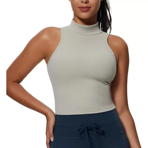 imageAoxjox Womens High Neck Tank Top Sleeveless Kim Cutout Tank Training Workout T Shirt TopMink