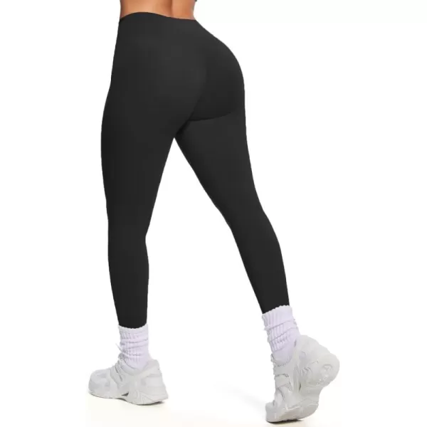 imageAoxjox Womens Workout Leggings Hidden Scrunch Butt Lifting High Waist Tummy Control Gym Workout Yoga PantsBlack