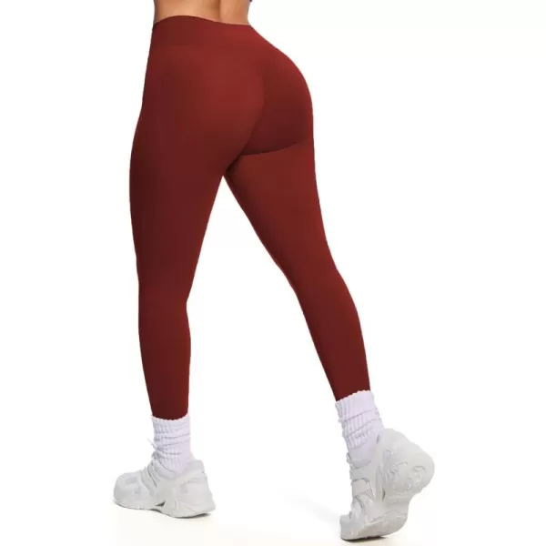 imageAoxjox Womens Workout Leggings Hidden Scrunch Butt Lifting High Waist Tummy Control Gym Workout Yoga PantsBurgundy