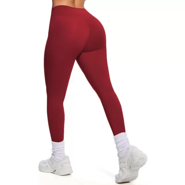 imageAoxjox Womens Workout Leggings Hidden Scrunch Butt Lifting High Waist Tummy Control Gym Workout Yoga PantsRumba Red