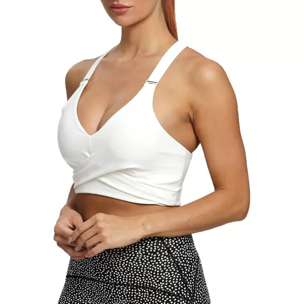 imageAoxjox Womens Workout Sports Bras Fitness Lily Cross Back Padded Bra Yoga Crop Tank TopWhite