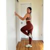 imageAoxjox High Waisted Workout Leggings for Women GEO Compression Tummy Control Gym Buttery Soft Yoga PantsCherry Mahogany
