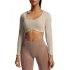 imageAoxjox Long Sleeve Crop Tops for Women Define Sculpt Workout Cropped T Shirt Top1 Mink