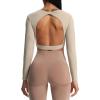 imageAoxjox Long Sleeve Crop Tops for Women Define Sculpt Workout Cropped T Shirt Top1 Mink