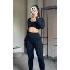 imageAoxjox Long Sleeve Crop Tops for Women Define Sculpt Workout Cropped T Shirt TopBlack