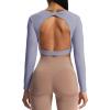 imageAoxjox Long Sleeve Crop Tops for Women Define Sculpt Workout Cropped T Shirt TopLazuli