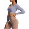 imageAoxjox Long Sleeve Crop Tops for Women Define Sculpt Workout Cropped T Shirt TopLazuli
