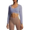 imageAoxjox Long Sleeve Crop Tops for Women Define Sculpt Workout Cropped T Shirt TopLazuli