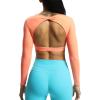 imageAoxjox Long Sleeve Crop Tops for Women Define Sculpt Workout Cropped T Shirt TopPapaya