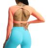 imageAoxjox Long Sleeve Crop Tops for Women Define Sculpt Workout Cropped T Shirt TopPapaya