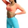 imageAoxjox Long Sleeve Crop Tops for Women Define Sculpt Workout Cropped T Shirt TopPapaya