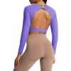 imageAoxjox Long Sleeve Crop Tops for Women Define Sculpt Workout Cropped T Shirt TopViolet