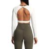 imageAoxjox Long Sleeve Crop Tops for Women Define Sculpt Workout Cropped T Shirt TopWhite