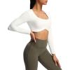 imageAoxjox Long Sleeve Crop Tops for Women Define Sculpt Workout Cropped T Shirt TopWhite