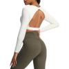 imageAoxjox Long Sleeve Crop Tops for Women Define Sculpt Workout Cropped T Shirt TopWhite