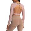 imageAoxjox Long Sleeve Crop Tops for Women Define Sculpt Workout Cropped T Shirt TopWoodrose