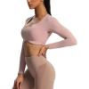 imageAoxjox Long Sleeve Crop Tops for Women Define Sculpt Workout Cropped T Shirt TopWoodrose