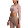 imageAoxjox Long Sleeve Crop Tops for Women Define Sculpt Workout Cropped T Shirt TopWoodrose