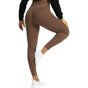 imageAoxjox High Waisted Workout Leggings for Women GEO Compression Tummy Control Gym Buttery Soft Yoga PantsFudge Coffee