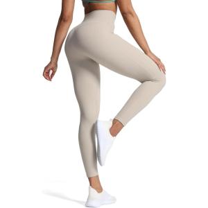 imageAoxjox High Waisted Workout Leggings for Women GEO Compression Tummy Control Gym Buttery Soft Yoga PantsMink