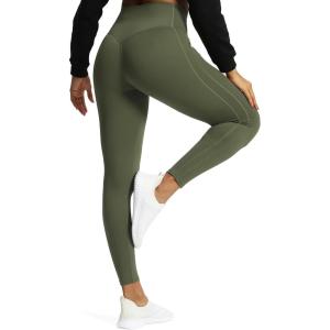 imageAoxjox High Waisted Workout Leggings for Women GEO Compression Tummy Control Gym Buttery Soft Yoga PantsOlive Green