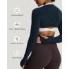 imageAoxjox Womens Long Sleeve Open Front Seamless Shrug Thumb Hole Crop Top Workout CardiganBlueberry