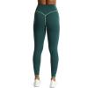 imageAoxjox Workout Leggings for Women High Waisted Exercise Athletic Gym Fitness Yoga Lined PantsDark Sea Green Lime Green
