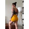 imageAoxjox Workout Seamless Biker Shorts for Women High Waisted Exercise Athletic Gym Fitness Yoga Contour Sculpt ShortCadmium Yellow
