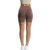 imageAoxjox Workout Seamless Biker Shorts for Women High Waisted Exercise Athletic Gym Fitness Yoga Contour Sculpt ShortFudge Coffee