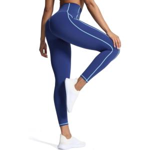 imageAoxjox Workout Leggings for Women High Waisted Exercise Athletic Gym Fitness Yoga Lined PantsBellwether Blue Spun Sugar