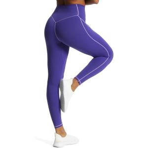 imageAoxjox Workout Leggings for Women High Waisted Exercise Athletic Gym Fitness Yoga Lined PantsDeep Blue Paisley Purple