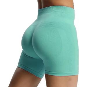 imageAoxjox Workout Seamless Biker Shorts for Women High Waisted Exercise Athletic Gym Fitness Yoga Contour Sculpt ShortBlue Turquoise