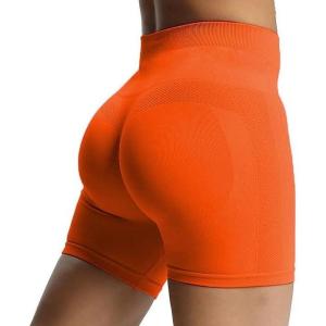 imageAoxjox Workout Seamless Biker Shorts for Women High Waisted Exercise Athletic Gym Fitness Yoga Contour Sculpt ShortFirecracker