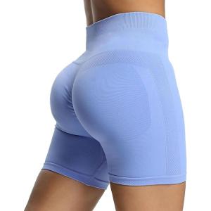 imageAoxjox Workout Seamless Biker Shorts for Women High Waisted Exercise Athletic Gym Fitness Yoga Contour Sculpt ShortPersian Blue