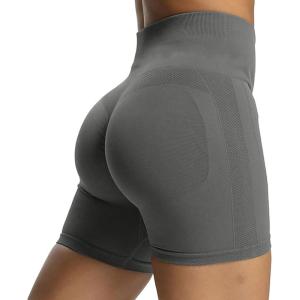 imageAoxjox Workout Seamless Biker Shorts for Women High Waisted Exercise Athletic Gym Fitness Yoga Contour Sculpt ShortShadow Grey