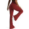 imageAoxjox Flare Leggings for Women Trinity Tummy Control High Waisted Wide Leg Yoga PantsBurgundy