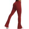 imageAoxjox Flare Leggings for Women Trinity Tummy Control High Waisted Wide Leg Yoga PantsBurgundy
