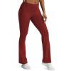 imageAoxjox Flare Leggings for Women Trinity Tummy Control High Waisted Wide Leg Yoga PantsBurgundy