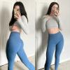 imageAoxjox High Waisted Workout Leggings for Women Trinity Yoga PantsA Steel Blue