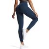 imageAoxjox High Waisted Workout Leggings for Women Trinity Yoga PantsDark Blue Marlsize Up for Less Compression