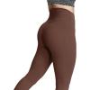imageAoxjox High Waisted Workout Leggings for Women Trinity Yoga PantsDark Brown