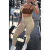 imageAoxjox High Waisted Workout Leggings for Women Trinity Yoga PantsTaupe