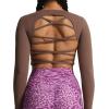imageAoxjox Long Sleeve Crop Tops for Women Front Cutout Lacey Workout Crisscross Cropped T Shirt TopA Fudge Coffee