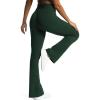 imageAoxjox Flare Leggings for Women Trinity Tummy Control High Waisted Wide Leg Yoga PantsForest Green