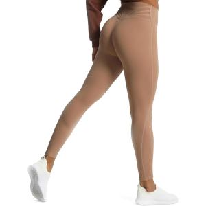 imageAoxjox High Waisted Workout Leggings for Women Trinity Yoga PantsBrownie