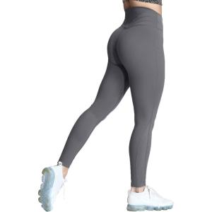 imageAoxjox High Waisted Workout Leggings for Women Trinity Yoga PantsIron Grey