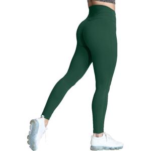 imageAoxjox High Waisted Workout Leggings for Women Trinity Yoga PantsStorm Green