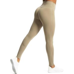 imageAoxjox High Waisted Workout Leggings for Women Trinity Yoga PantsTaupe