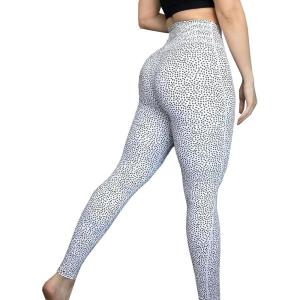 imageAoxjox High Waisted Workout Leggings for Women Trinity Yoga PantsWhite Dot Print