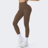 imageAoxjox High Waisted Workout Breeze Leggings for Women Tummy Control Buttery Soft Yoga PantsFudge Coffee